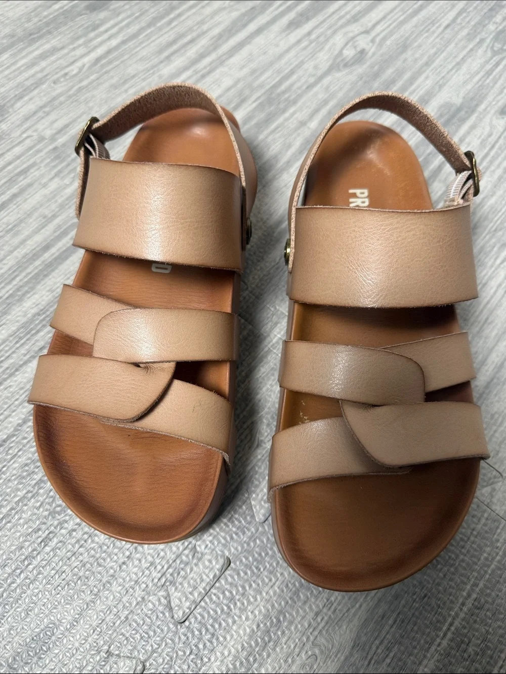 Project Cloud Tan Leather Convertible Strappy Comfort Sandals Size 7.5 - Picture 1 of 6
